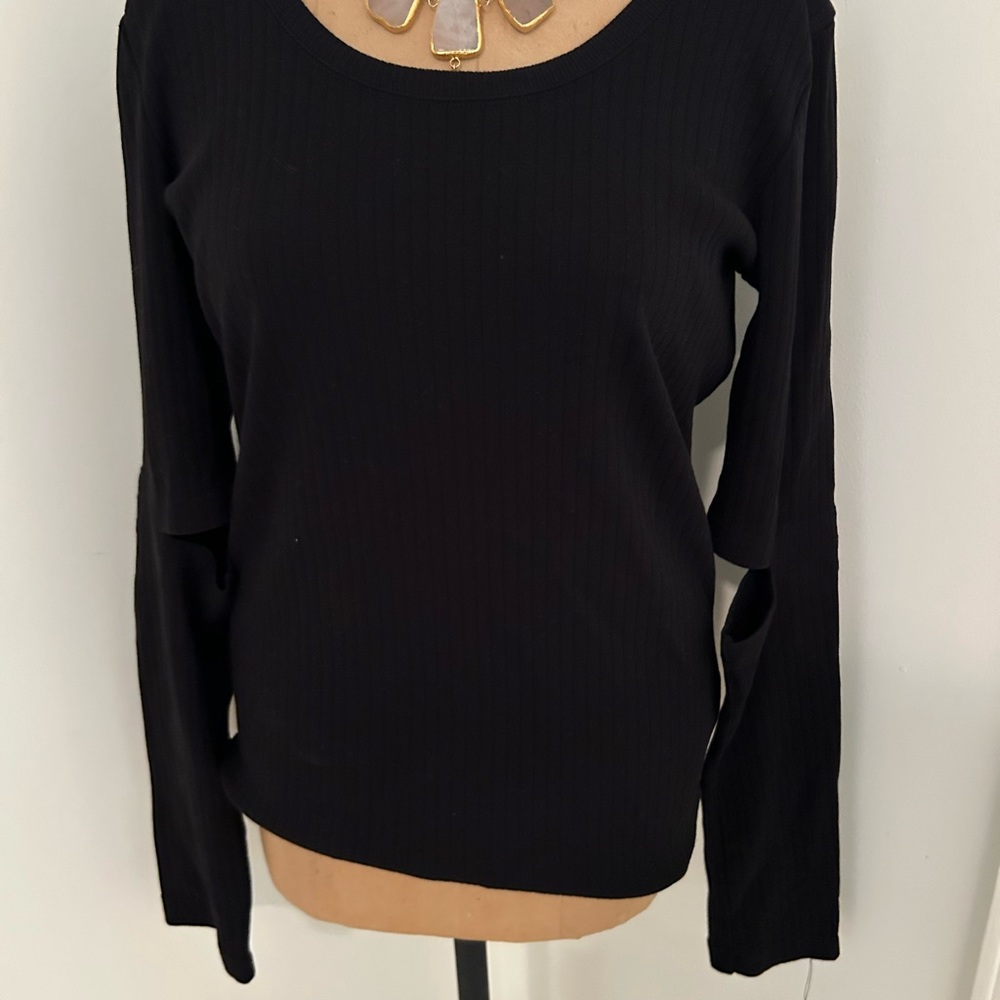 Helmut Lang Black Long Sleeve Ribbed Top